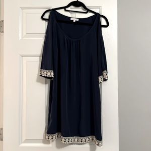 Small navy blue dress with sleeve cut outs